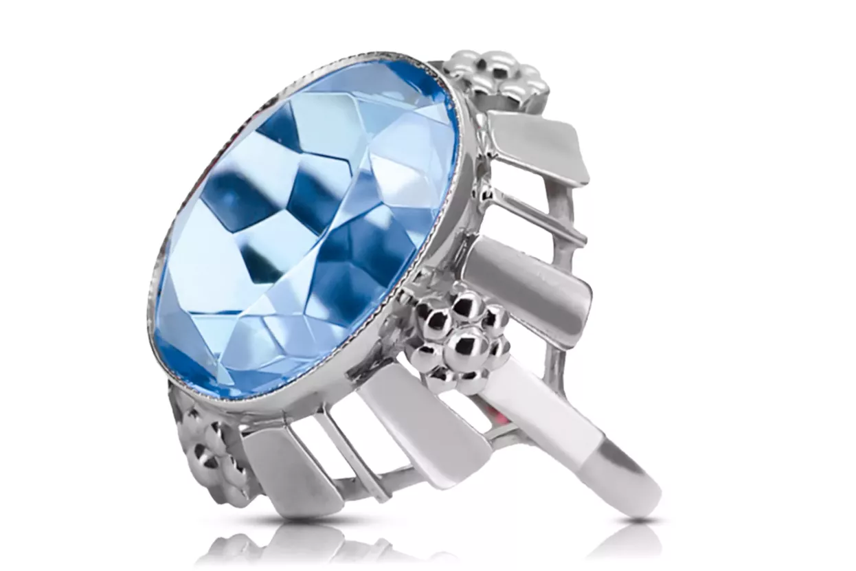 Aquamarine Sterling silver 925 Ring Vintage Jewlery vrc043s